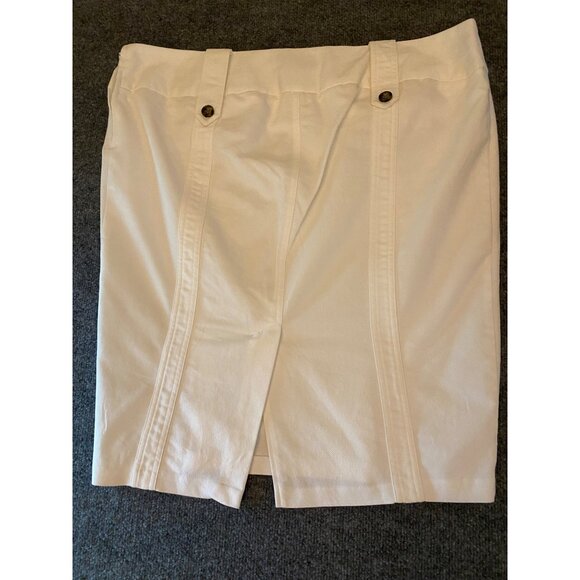 Talbots Skirt Womens 18 White Cotton Midi Pencil Stretch Career Office Workwear‎ - Picture 3 of 10